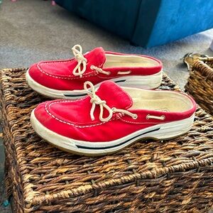 L L Bean adorable red half sneakers